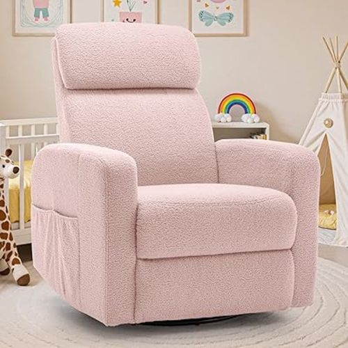 Power Swivel Recliner Chairs for Adults, Electric Glider Rocking Chair Nursery, Glider Recliner Nursery Chair with Classified Side Pocket, Nursery Rocking Chairs with USB and Type-C Ports