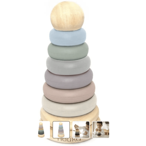 Noüka - Wood and Silicone Stacker Tower | Kido Bebe