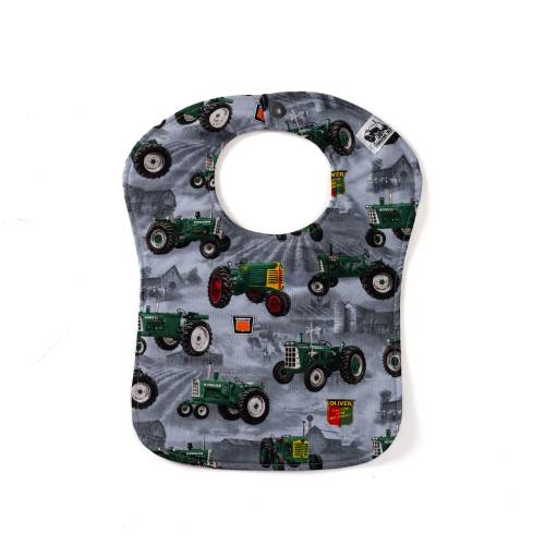 Oliver Tractor Baby Bib, Gray