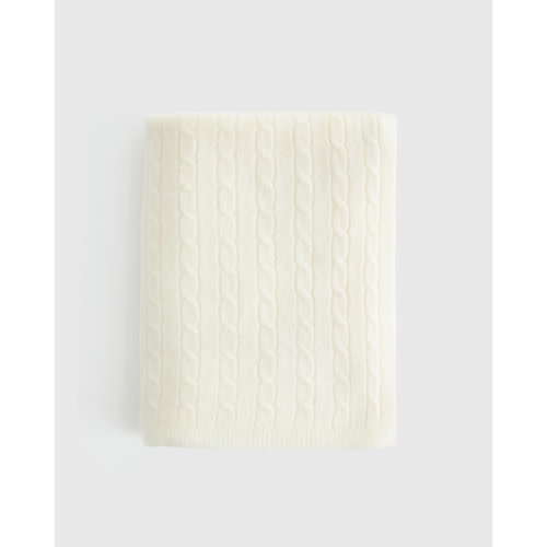 Luxe Cable Knit Cashmere Baby Blanket in Teak
