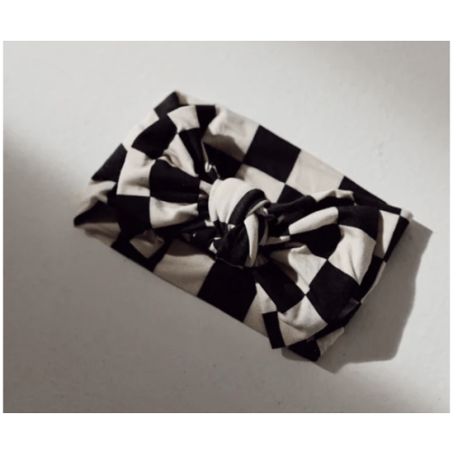 Bamboo Head Wrap | Black Checkerboard