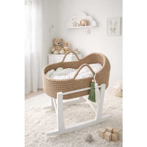 Boho Doll Bassinet, Crochet Doll Cradle, Wicker Basket For Small Dolls, Reborn Doll Bed, Doll Carrier, Christmas Gift, Doll Accessories Boho