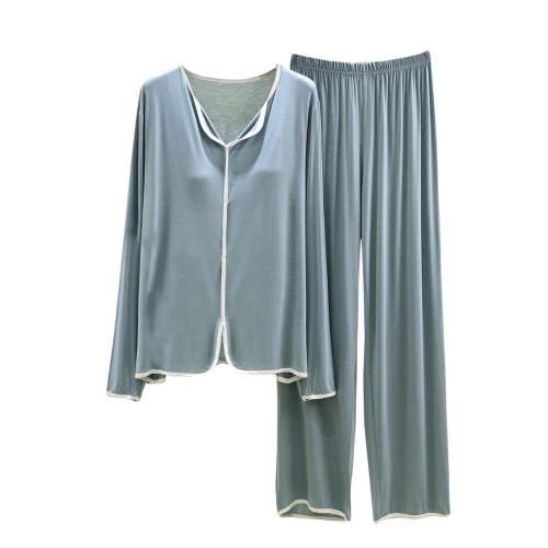 BLVB Pajamas Set for Women Long/Short Sleeve Sleepwear Button Down Nightwear with Long Pants Soft Summer Pjs Lounge Set