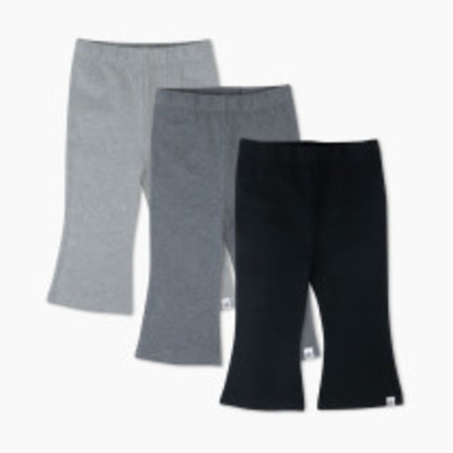 Honest Baby Clothing 3-Pack Organic Cotton Flare Legging Pant - Black Ombre, 3-6 M