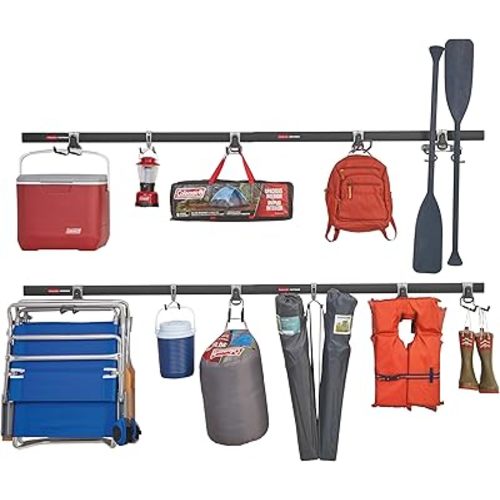 Rubbermaid 15-Piece FastTrack Garage Wall-Mounted Storage Kit, 4 Rails and 11 Hooks, for Home/House/Tool/Sports/Equipment/Utility Purposes