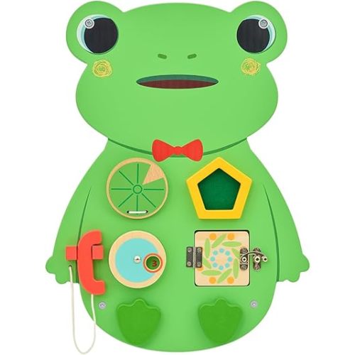 Monläurd® Wooden Frog Sensory Wall Toy, Busy Board for Toddlers, Montessori Sensory Wall Panel for Kids, Ideal for Classroom, Playroom & Daycare, Wall Activity Board