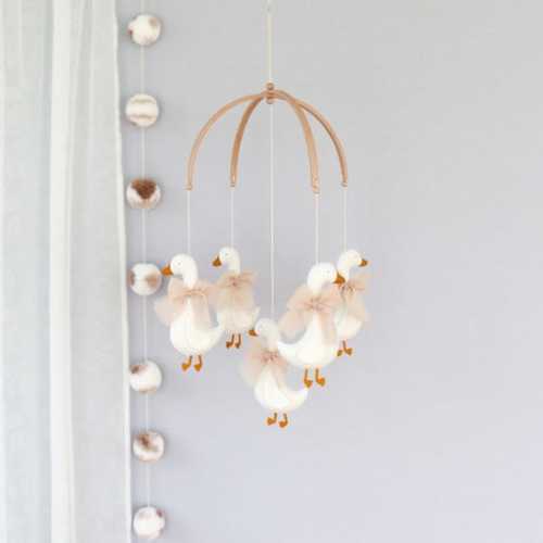 Coquette Goose Bow Baby Crib Mobile, Vintage, Farmhouse, Rustic Nursery Decor, Neutral Baby Shower Gift, Felt Handing Mobile, Duck Nursery - Etsy