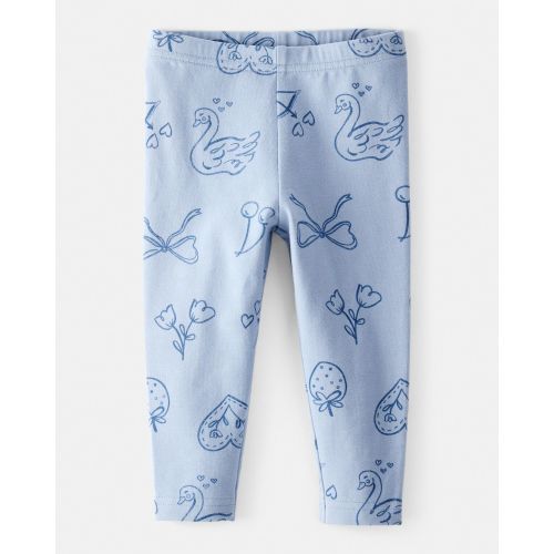 Baby Girl Bow Icon Pull-On Stretch Leggings - Blue | Carter's