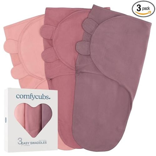 Comfy Cubs Easy Swaddle Blanket, 3 Pk Small - Blush Mauve Mulberry