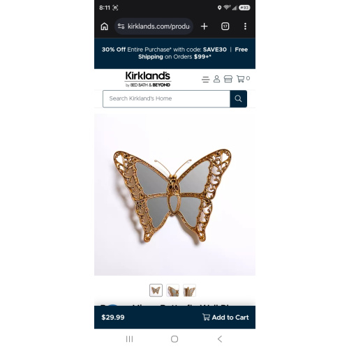 Bronze Mirror Butterfly Wall Plaque | Kirklands Home