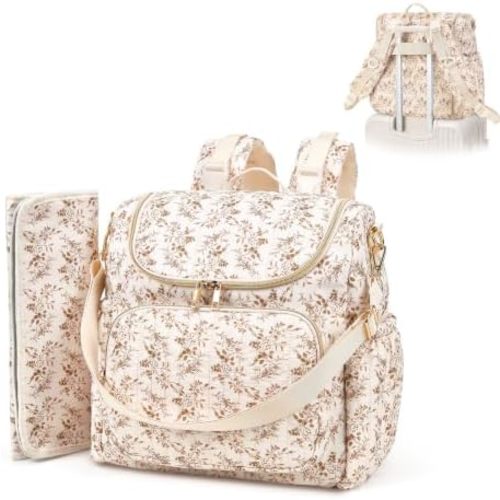 Quilted Diaper Bag Backpack, Maternity Travel Diaper Backpack for Mom Dad