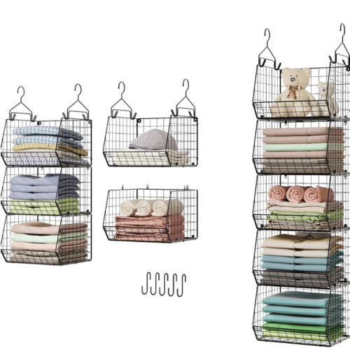 Amazon.com: X-cosrack 5 Tier Closet Hanging Organizer, Clothes Hanging Shelves with 4 Hanging Hooks 5 S Hooks, Wire Storage Basket Bins, for Clothing Sweaters Shoes Handbags Clutches Accessories Patent Design