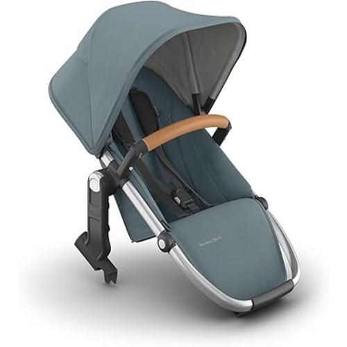 UPPAbaby RumbleSeat V3 Second Lower Seat - Compatible with Vista V2 and Vista V3 - All-Weather Seat + Magnetic Buckle – Adapters Included - Callum (Stone Blue/Silver Frame/Sand Leather)