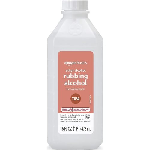 Amazon Basics 70% Ethyl Rubbing Alcohol First Aid Antiseptic for Cuts, Scrapes and Burns, Unscented, 16 fl oz (Previously Solimo)