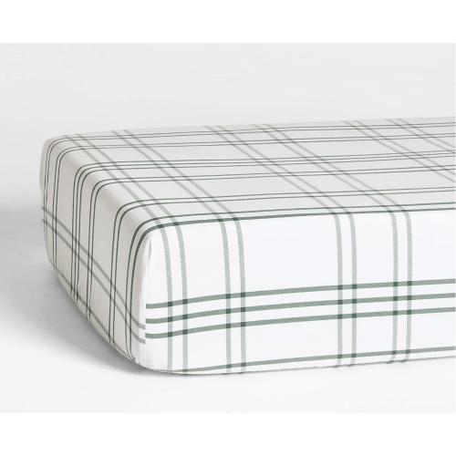 Stax Pine Green Yarn-Dyed Organic Cotton Baby Crib Fitted Sheet