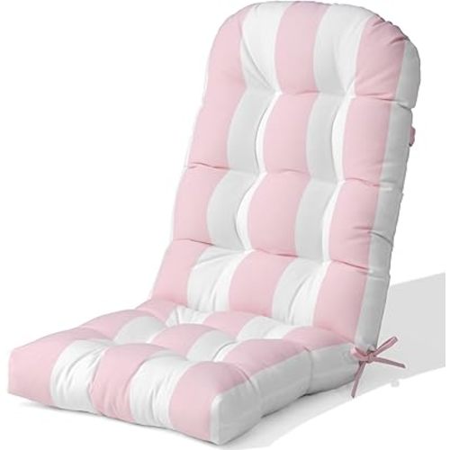 Crestlive 50x20x4 Inch Adirondack Chair Cushion Outdoor Rocking Chair Cushions Water Resistant High Back Patio Thick Replacement Cushions Pink Stripe