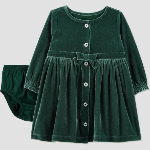Carter's Just One You® Baby Girls' 2pc Holiday Velour Dress - Green