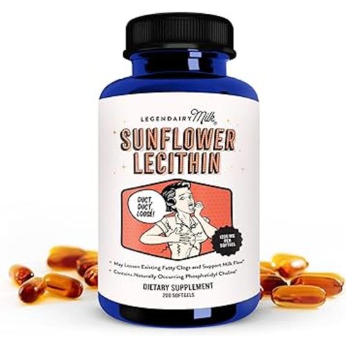 Legendairy Milk Sunflower Lecithin, 1200mg Organic Sunflower Lecithin Supplement for Clogged Milk Ducts, Made in USA, 200 Softgels