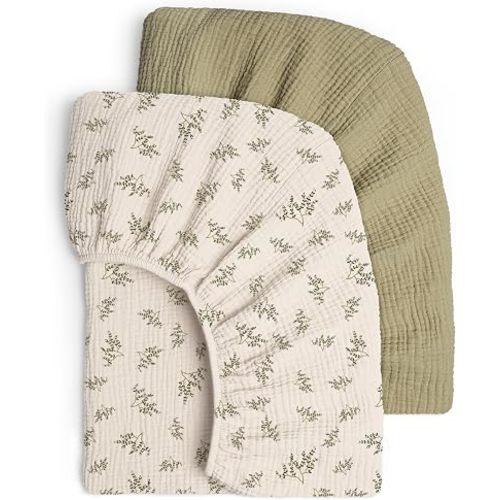 Lulumoon Crib Sheet Muslin for Baby: Soft Cotton Crib Sheets Fitted for Toddler Girl and Boy - Breathable Crib Mattress Sheet 28"X 52"
