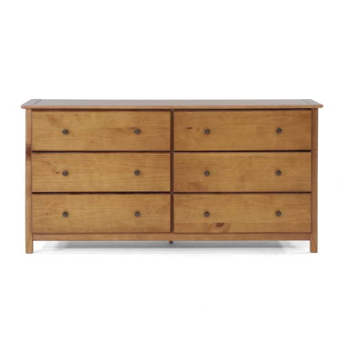 Grain Wood Furniture Shaker 6-Drawer Dresser, Solid Wood with a Walnut Finish