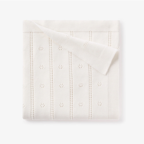 Cream Pointelle Knit Baby Blanket
