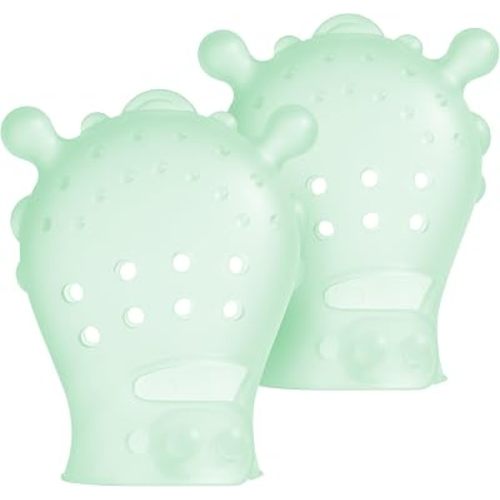 Olababy Silicone Newborn Mittens No Scratch, Mouthing Teething, (Mint)