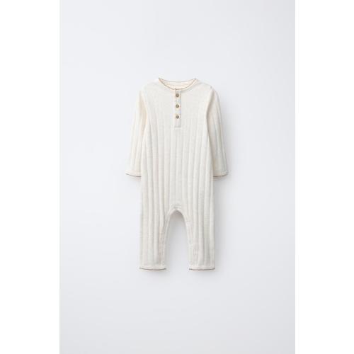 CONTRAST PICOT TRIM JUMPSUIT - Sand / Marl | ZARA United States