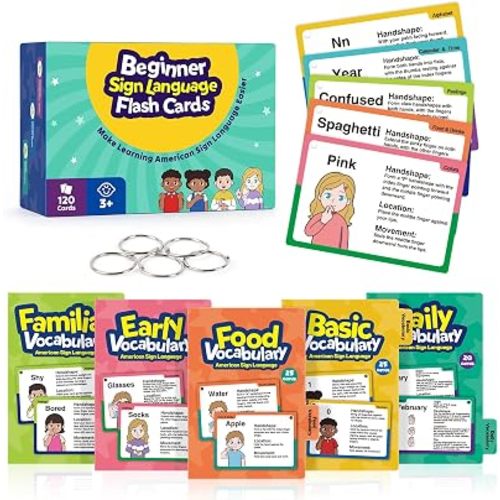 ASL Flash Cards,Large-Sized American Sign Language Flashcards for Beginners