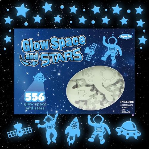 556PCS Glow in The Dark Stars for Ceiling, 3D Space Galaxy Stickers
