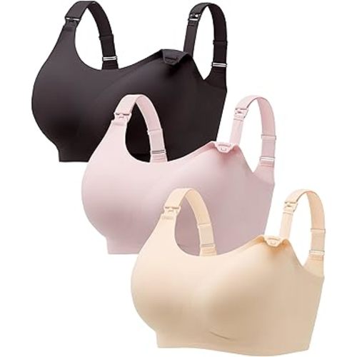 Angelhood Seamless Nursing Bra for Women Wire Free Full Coverage Comfort Maternity Bra with Extra Extender,3P