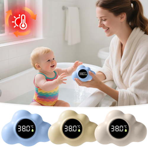Water Thermometer for Bathing, Electronic Floating Thermometer for Measuring Water Temperature, Cute Cloud Shape with LED Display for Infant Tub Pool