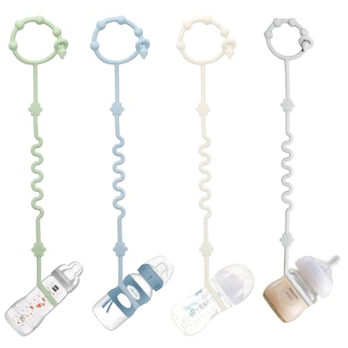 RTMOK (4Pcs) Sippy Cup Strap Keep Bottles and Sippy Cups Off The Floor, Sippy Cup Holder Strap Suitable for High Chairs, Strollers and Water Bottles- Dishwasher Safe