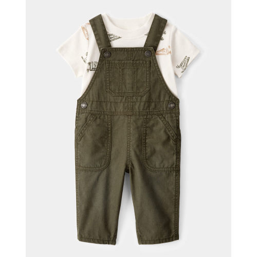 Baby 2-Piece Team Champ Tee & Overall Set - Ivory/Olive - Carter's | Carter's