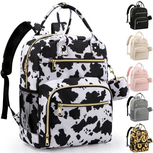 Diaper Bag Backpack,Baby Essentials Diapers Bag with Pacifier Case,Multipurpose Stylish Large Capacity Travel Backpack for Baby Girl/Boy(M-Cow Print)