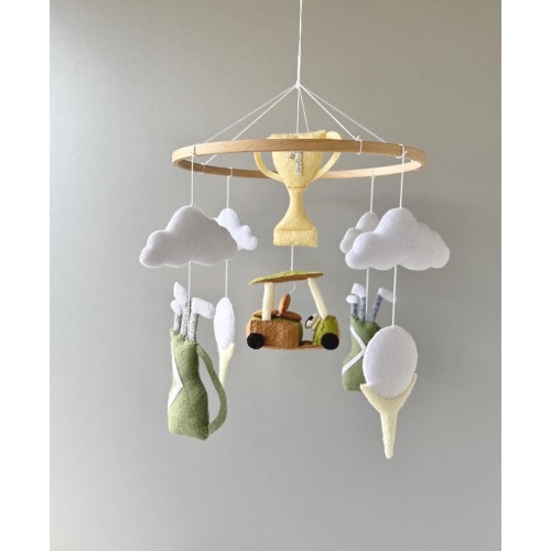 Golf baby mobile, sports nursery theme, baby boy mobile, crib felt mobile, golf baby shower theme