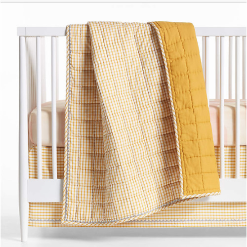 Yellow Windowpane Plaid Organic Cotton Baby Crib Skirt