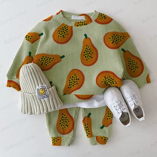 Baby Grey Green Papaya Waffle 2-piece Set