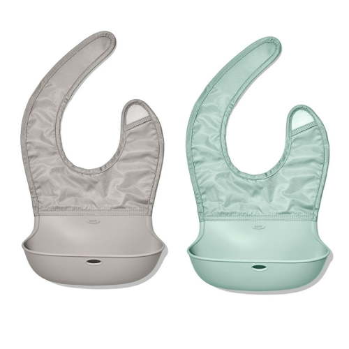 OXO Tot Roll-up Unisex Bib, 2 Pack, Drizzle and Opal