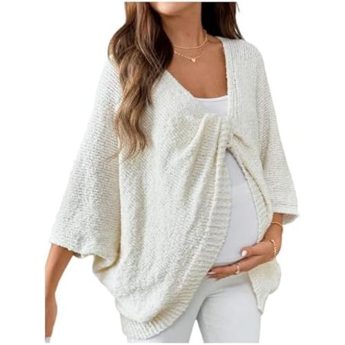 Milumia Women's Maternity Twist Front Sweater Oversized Pregnancy Cardigan