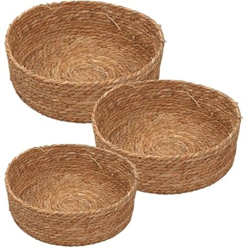 Rattan Baskets for Organizing 3 Pieces Handmade Natural Boxes