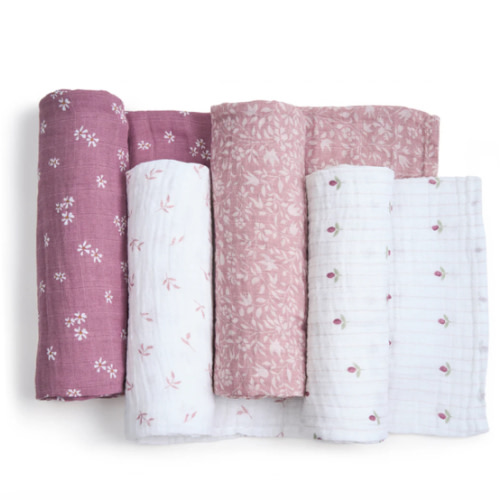 aden + anais heritage floral organic cotton muslin swaddles 4 pack