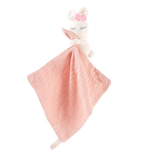 BBYP Baby Lovey Security Blanket Toy - Soft Animal Blanket Baby Quilt, Super Soft Newborn Gift, Handmade of Pure Cotton,Rabbit