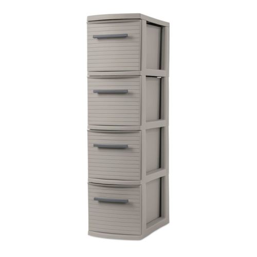 4 Drawer Skinny Tower Dark Gray - Brightroom™: Plastic Storage Drawers, Decorative Organizer, No Assembly Required