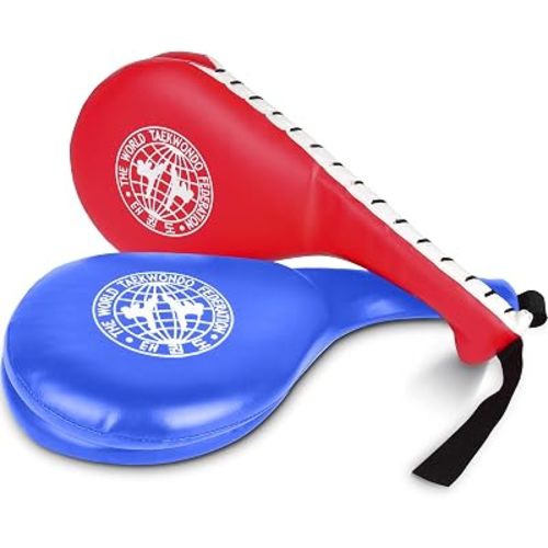 Taekwondo Kick Pads 2PK, Karate Martial Arts Training Equipment Kicking Target Pad, Double Strike Boxing Pads for Kids Youth Adult (Blue&Red)