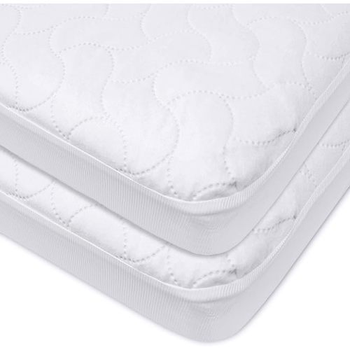 American Baby Company 2 Pack Waterproof Fitted Pack and Play Mattress Protector 39" x 27" - Quilted, Noiseless, Soft & Breathable Playpen and Pack n Play Mattress Cover