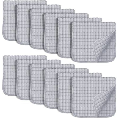 SWEET DOLPHIN 12 Pack Muslin Burp Cloths Large 100% Cotton Hand Washcloths for Baby - Baby Essentials Extra Absorbent and Soft Boys & Girls Milk Spit Up Rags for Newborn Registry - Slate, 20" X10"