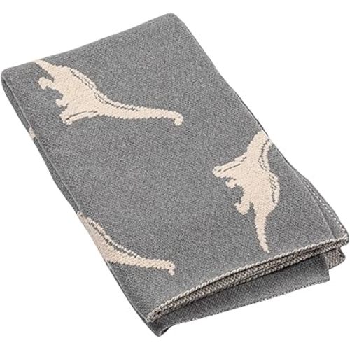 Creative Co-Op Cotton Knit Baby Blanket with Dinosaurs, 40" L x 32" W