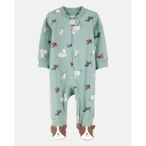 Baby Boy Dog Print 2-Way Zip Cotton Sleep & Play Pajamas - Green | Carter's