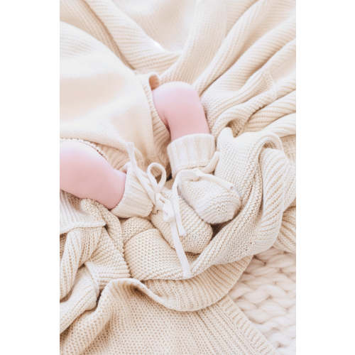 Knit Baby Booties in Sand | Caden Lane