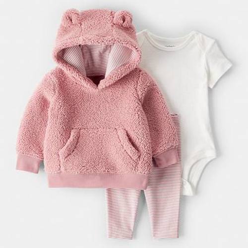 Baby Girl Carter's 3-pc. Bear Sherpa Hoodie, Bodysuit & Pant Set